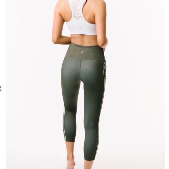 ZYIA Logo Stripe LnT Hi-Rise Capri, 20", Sz 8-10, NWOT, Olive Green - Picture 6 of 8